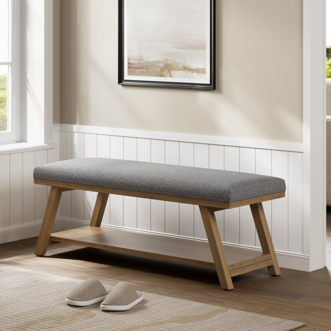 Hahnville 45.3" W Polyester Upholstered Storage Bench